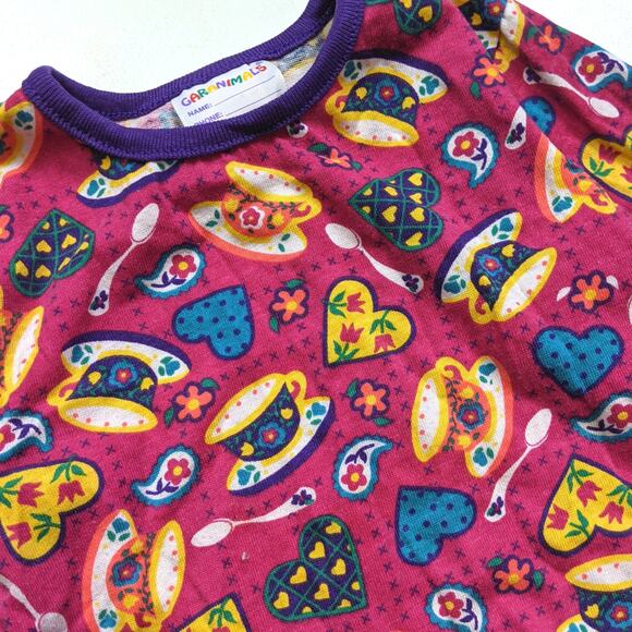 Vintage Garanimals Top Shirt Girls Sz 18m Pink Tea Cup Everyday Casual Ruffle - Picture 2 of 4